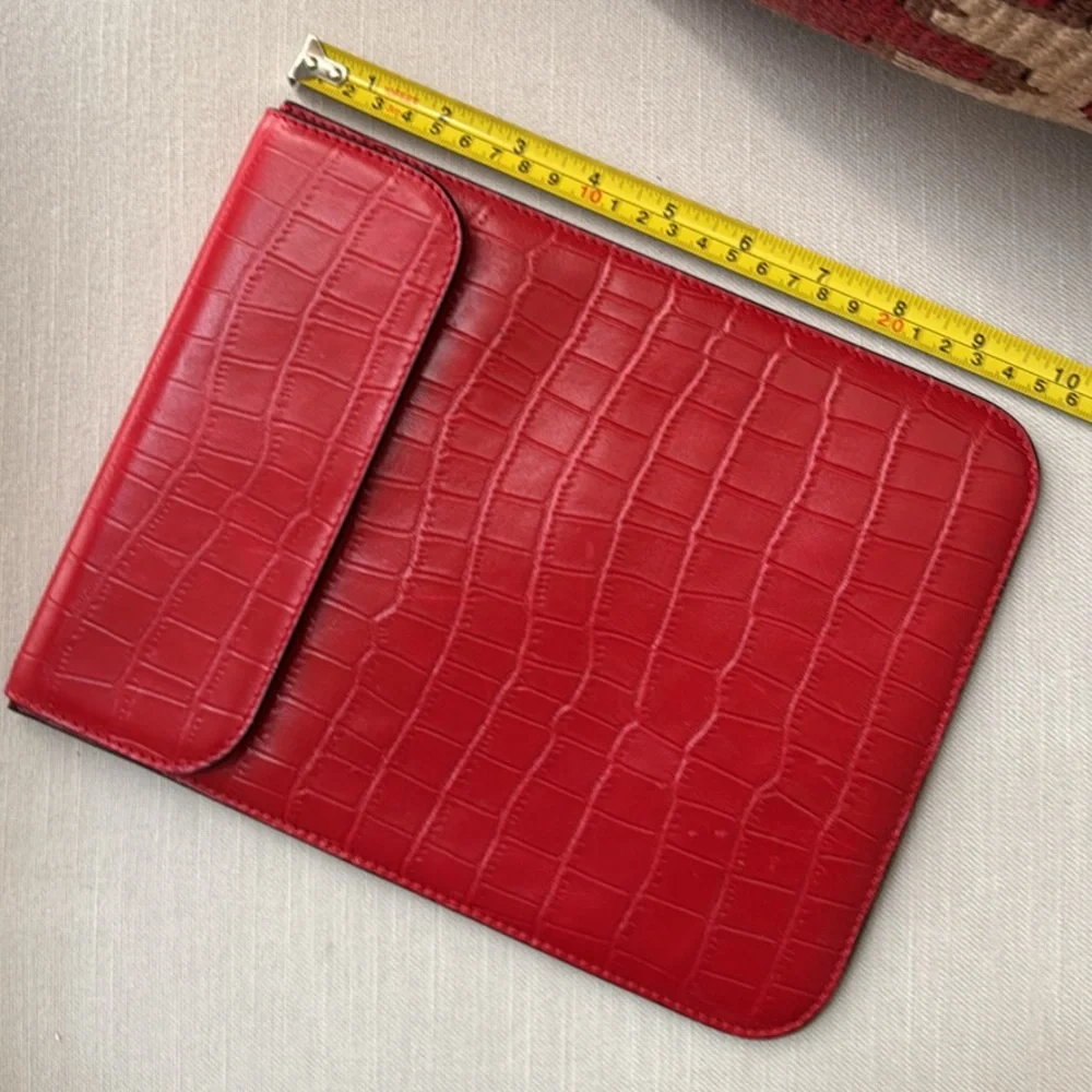 Red Croc-Embossed Tablet Sleeve